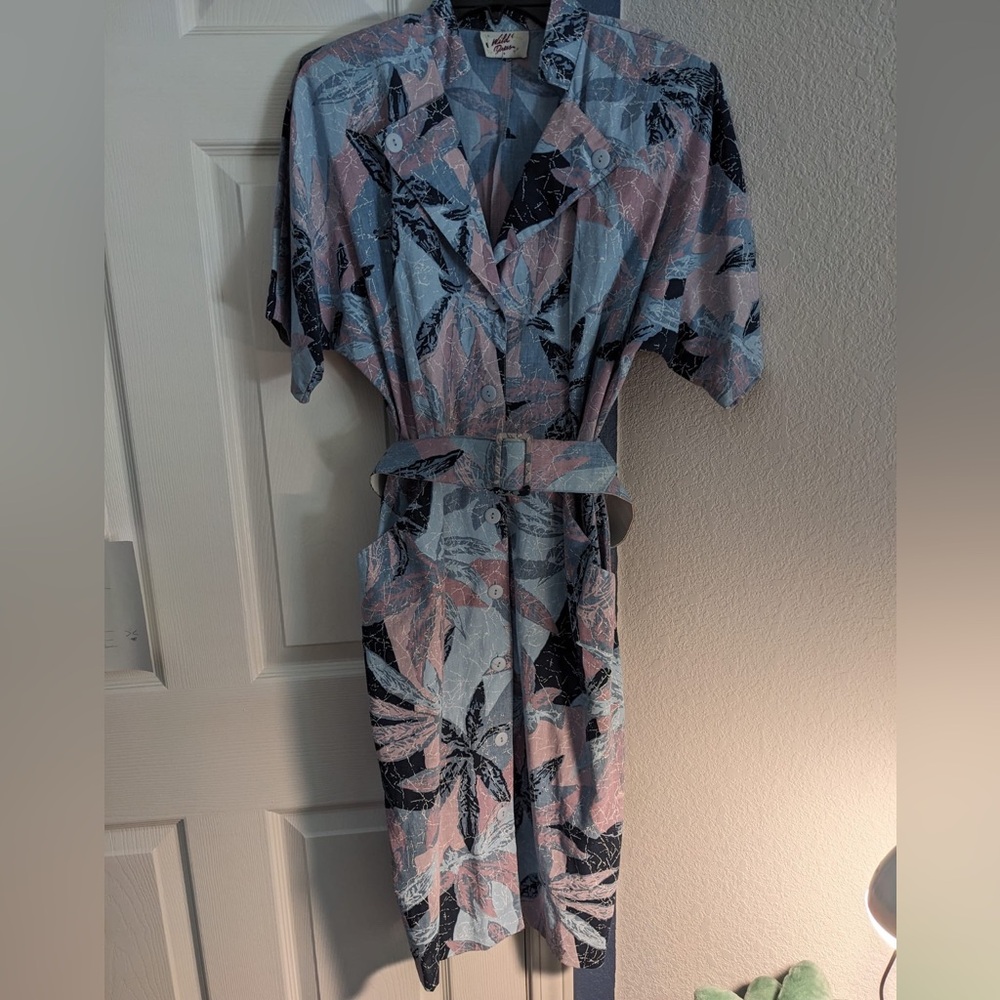 Vintage Floral Print Button-Up Dress - Multicolor